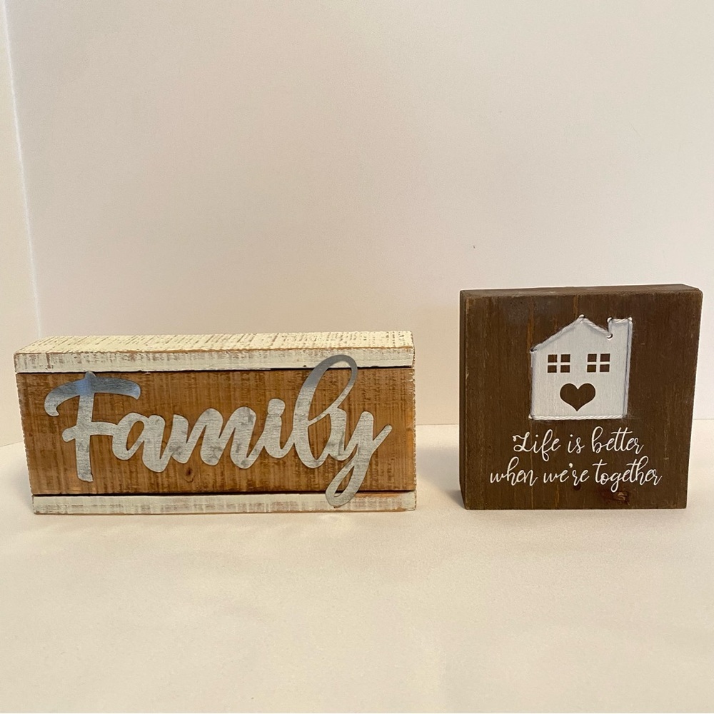 Wooden Family & Home 'Life is Better When We're Together' Decor Signs Set of 2